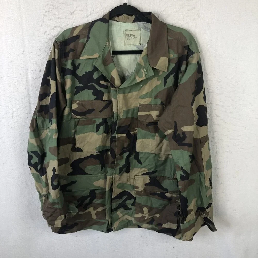 US Army BDU Jacket Mens Medium Regular Woodland Camo Field Coat Military Combat